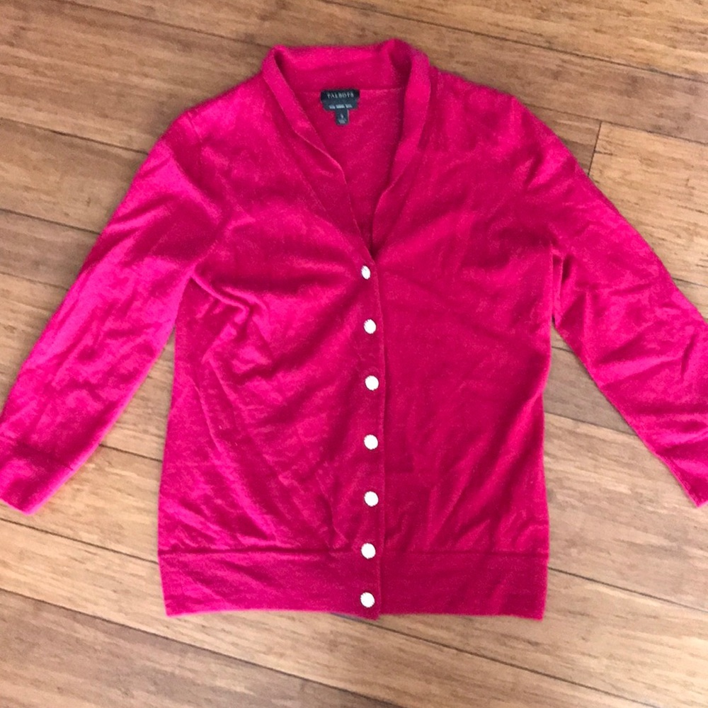 Talbots Merino Wool Pink Cardigan
